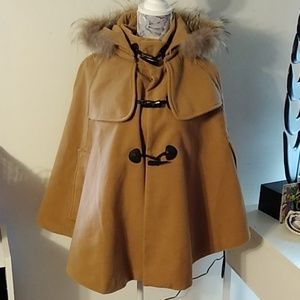 Vintage Style Amor Avis Fur Hooded Cape